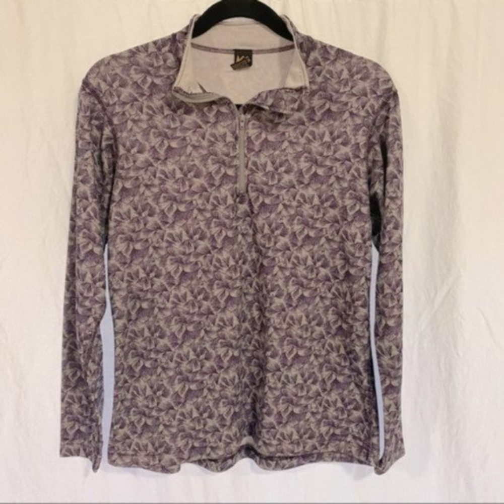 REI Gray Purple Floral 1/4 Zip Pullover Size Medium‎